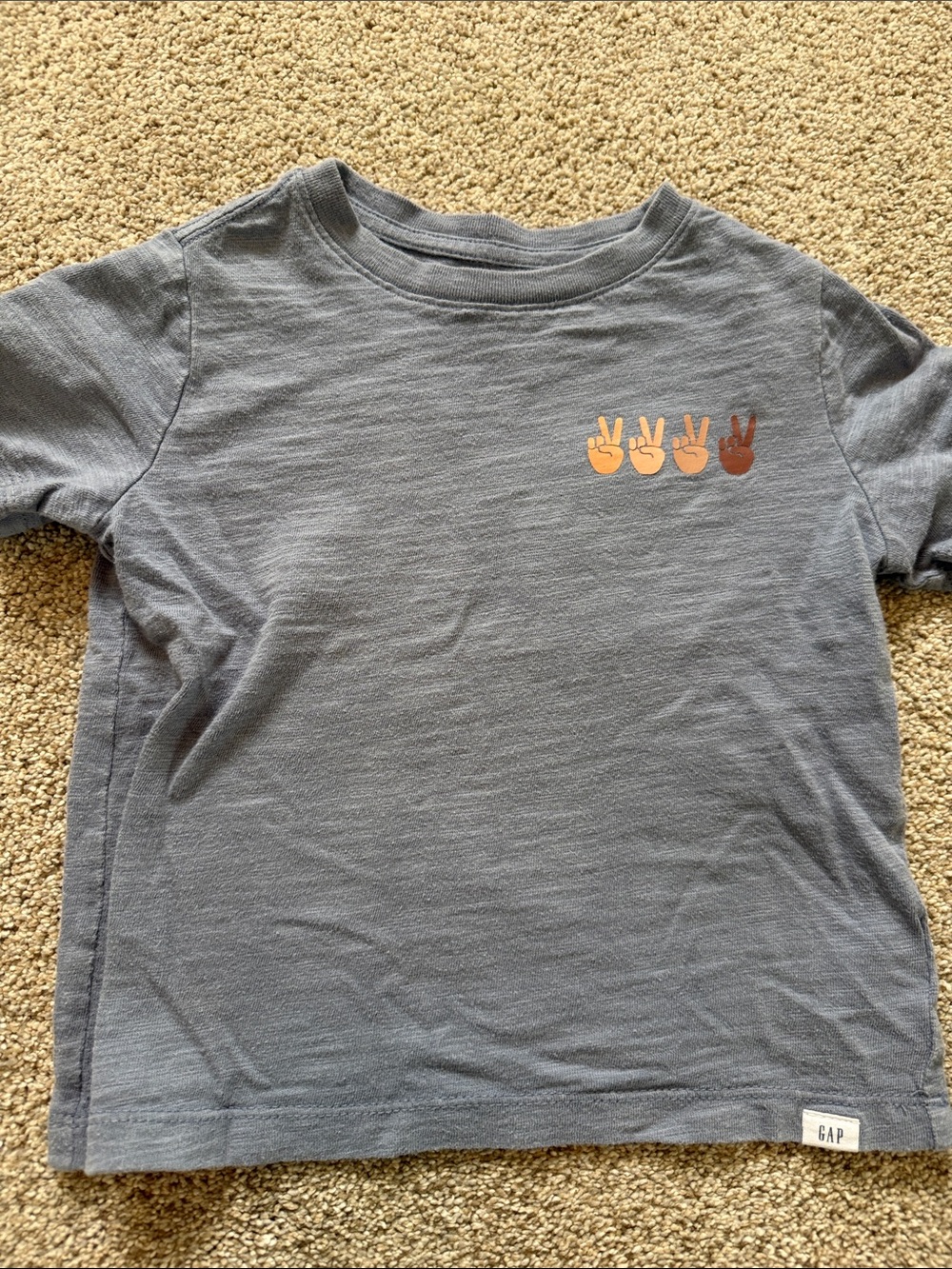GAP Slate Blue Tee with Multitone Peace Signs